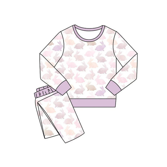 11.14 MOQ：5pcs GLP3144 pre-order toddler girl clothes rabbit print girl easter set