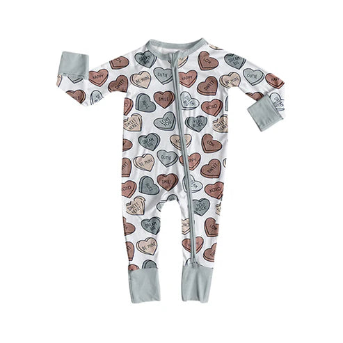 9.29 LR2722 Baby Boys XOXO Hearts Valentine Footie Rompers Preorder