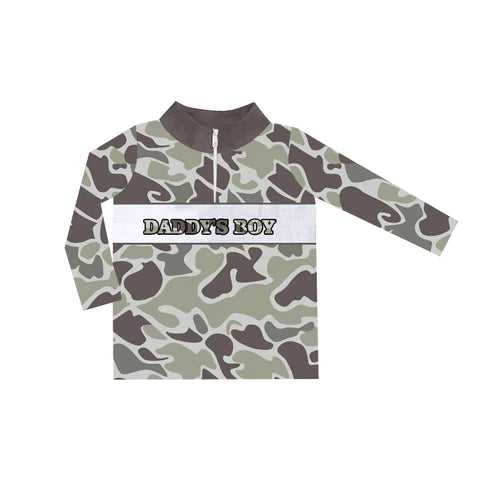 6.3 BT1001 Baby Boys Daddy's Boy Green Camo Zip Tee Shirts Tops preorder