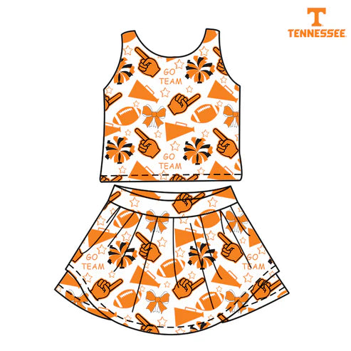 6.26 Custom Moq 3 Baby Girls Tennessee Team Sleeveless Top Skorts Sets