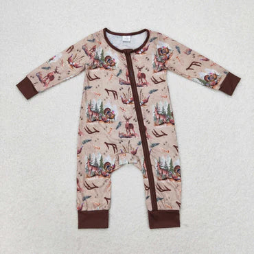 3.13 LR1014 RTS baby boy clothes hunting elk toddler boy winter romper Bamboo