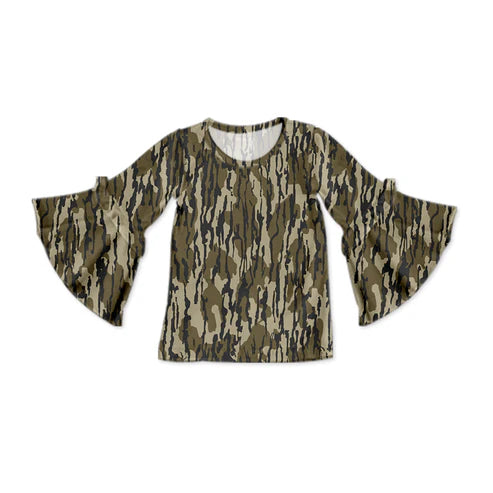 5.30 GT0787 Baby Girls Bottomland Camo Flare Sleeve Tee Shirts Tops Preorder