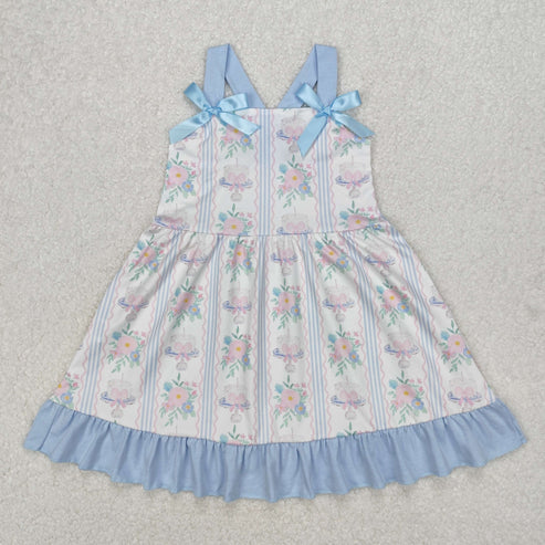 3.15 GSD1946 Baby Girls Flowers Cakes Straps Bows Knee Length Dress