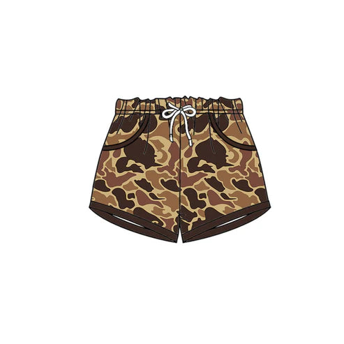 10.6 SS0676 Baby Boys Brown Khaki Camo Hunting Pockets Shorts Bottom Preorder
