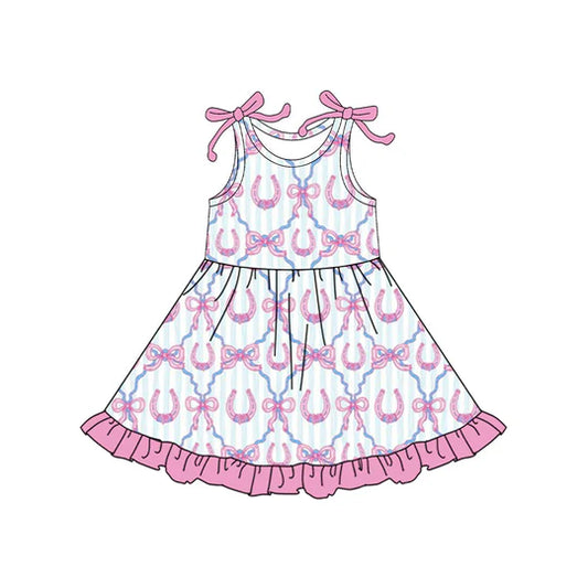 12.12 MOQ:5pcs GSD3414 pre-order toddler girl clothes bows print girl summer dress