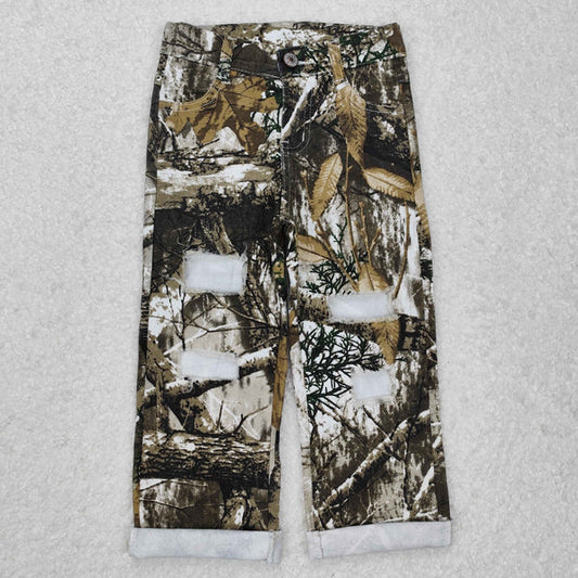 L-3.7 P0410 Baby Boys Camouflage Real Tree Distressed Denim Pants