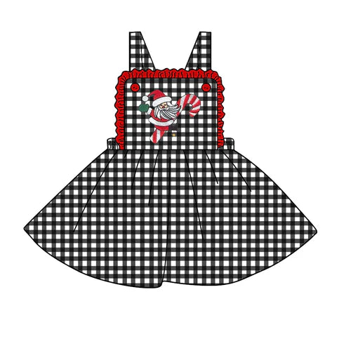 6.20 Custom Moq 3 Baby Girls Santa Candy Plaid Suspender Knee Length Dresses