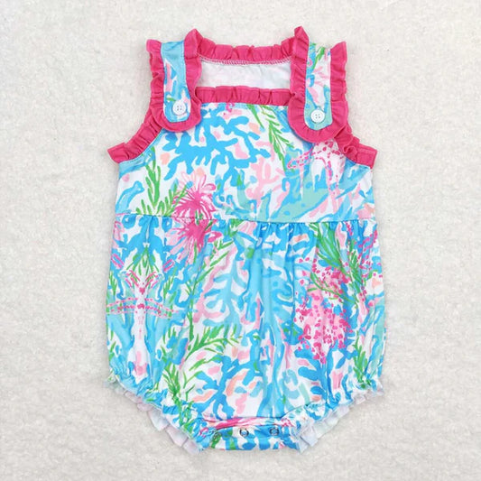 3.12 Sibling Baby Girls Summer Straps Ruffles Flowers Rompers