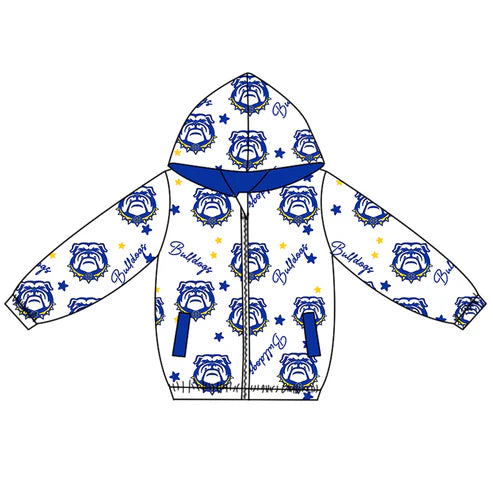 10.11  Custom Moq 8 Baby Boys Blue Bulldogs Team Zipper Hoodies Tops