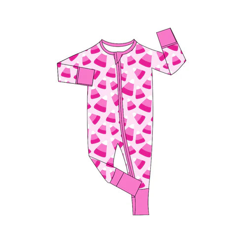 5.22 LR2194 Baby Infant Girls Long Sleeves Hot Pink Candy Zipper Rompers Preorder