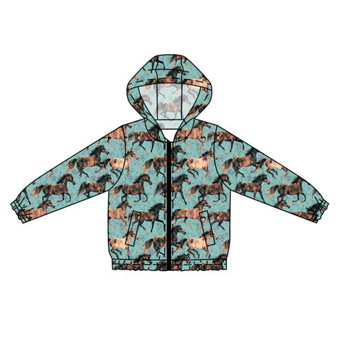 6.10 Custom Moq 3 Baby Boys Western Horse Hooded Cardigan Jackets Tops