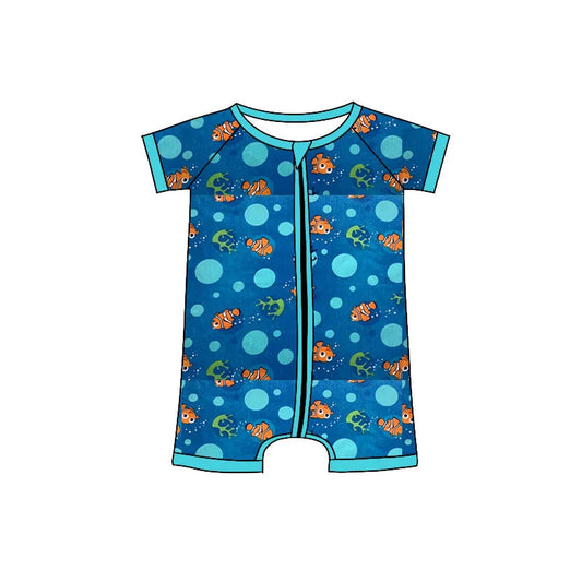 4.4 CUSTOM ORDER MOQ 3PCS EACH DESIGN BABY GIRL CLOTHES FISH ZIPPER GIRL SUMMER ROMPER 1