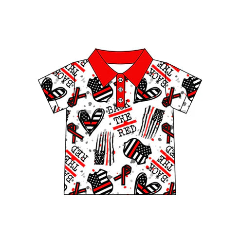 BT1112 Baby Boys Back The Red Flag Buttons Shirts Tops Preorder