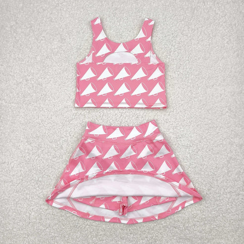 5.5 Sibling Baby Girls Football Baseball Cheer Yoga Active Wear Top Shorts Skirts Clothes Sets