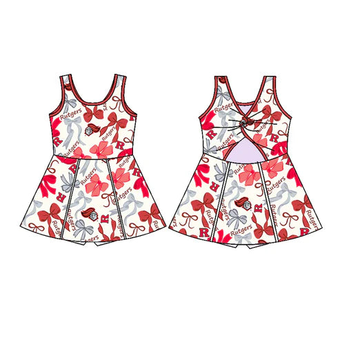 6.10  Custom Moq 3 each item Sibling Baby Girls Rutgers Team Dresses Clothes Sets