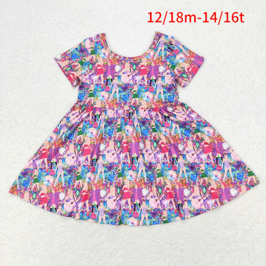 L-3.6 GSD1335 Country music singer rose red short-sleeved dress