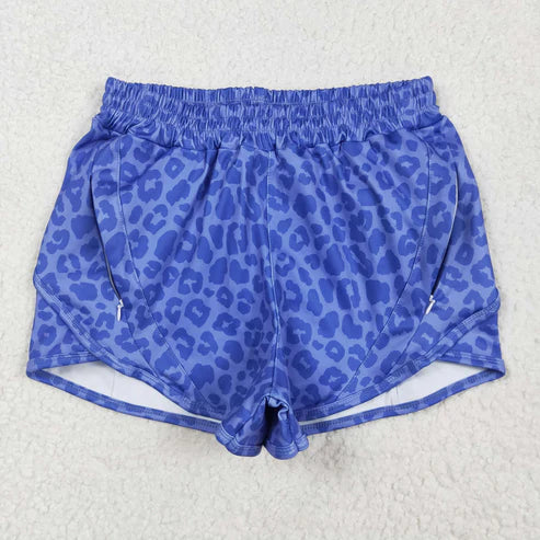 5.17 SS0470 Adult Women Purple Leopard Yoga Summer Shorts