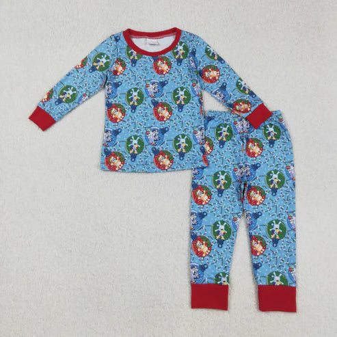 9.6 BLP0638 Baby Boys Christmas Dogs Top Pants Pajamas Clothes Set