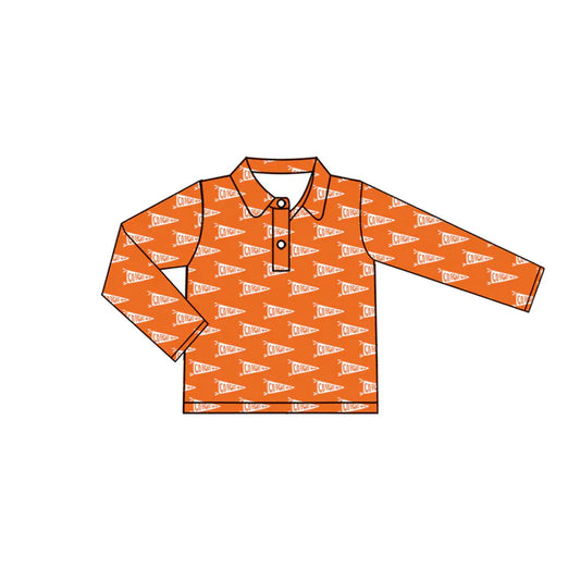 9.5 Custom Moq 5 Baby Boys Go Fight With Flag Orange Team Cheer Buttons Pullovers Tops