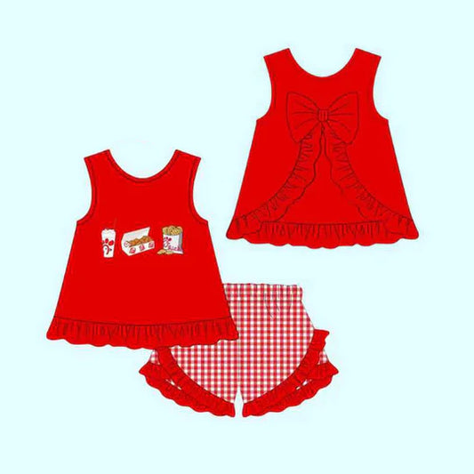 12.10 MOQ：5pcs GSSO3009 pre-order baby girl clothes food print toddler girl summer outfit