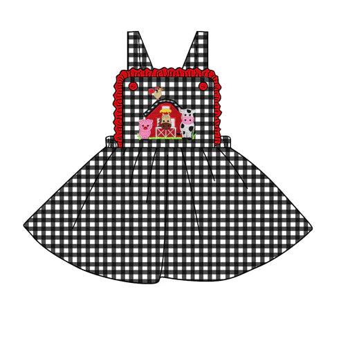6.20 Custom Moq 3 Baby Girls Farm Plaid Suspender Knee Length Dresses