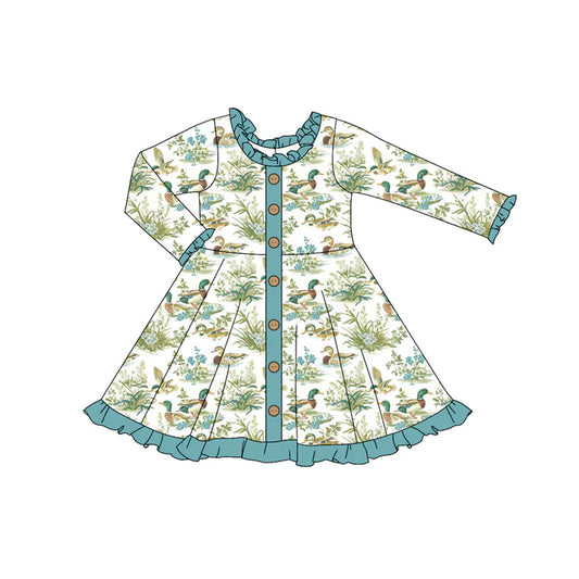6.11 GLD0906 Baby Girls Ducks Hunting Knee Length Dresses Preorder