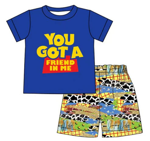 5.13 Blue short-sleeved shorts suit for boys