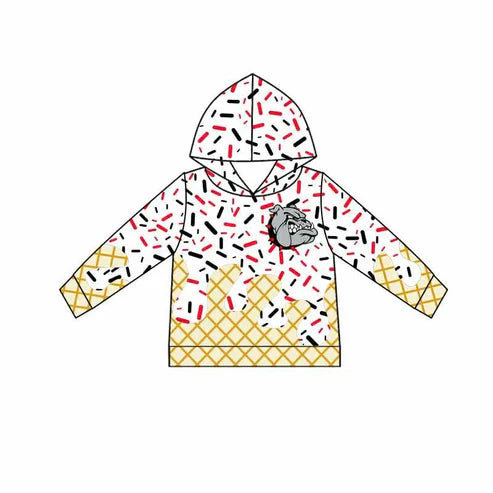 7.2 Custom Moq 3 Baby Boys White Long Sleeves Bulldogs Drip Team Hoodies Top