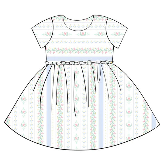 12.10 MOQ:5pcs GSD3400 pre-order toddler girl clothes floral print girl summer dress