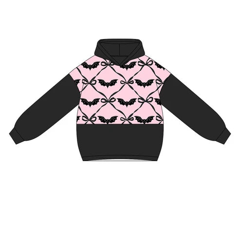 5.22 GT1035 Baby Girls Black Long Sleeves Bows Bats Plaid Hoodies Top Preorder