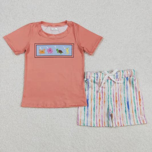 BSSO1278 Baby Boys Sea Animals Shirt Shorts Set
