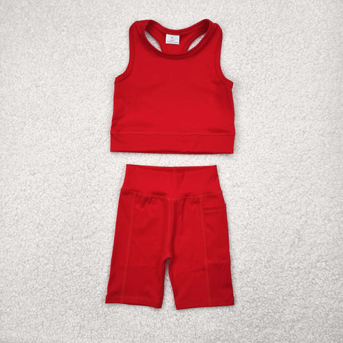 4.29 GSSO1519 Baby Girls Red Athletic Active Wear Top Shorts Clothes Set