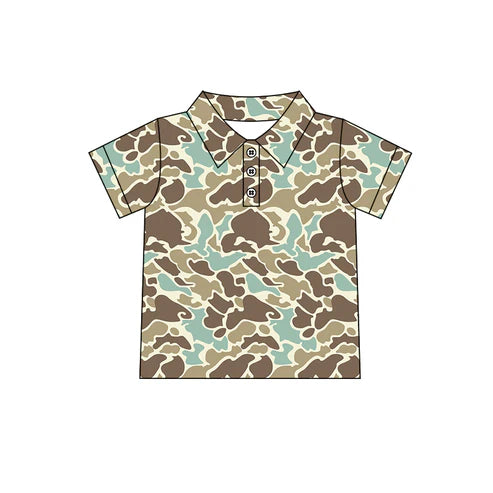 3.25  BT1212 Baby Boys Short Sleeves Button Khaki Camo Polo Shirts Top Preorder