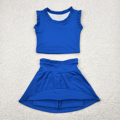 4.29 GSD2391 Baby Girls Hot Blue Sleeveless Top Skort Yoga Set
