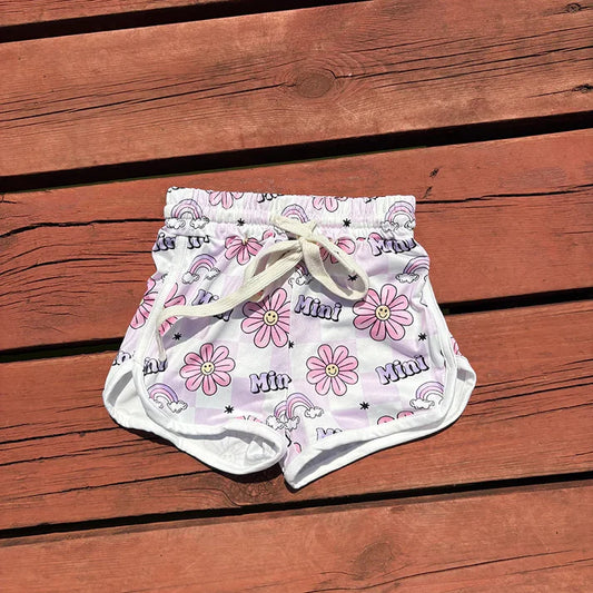 9.3 SS0171 Baby Girls Mini Flowers Rainbow Summer Shorts Bottoms