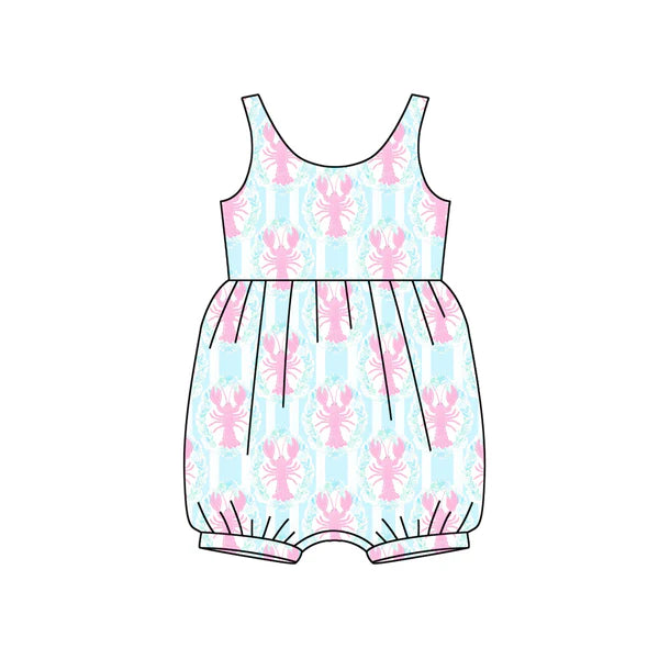 L-3.4 SR2709 Baby Infant Girls Crawfish Blue Flowers Rompers preorder
