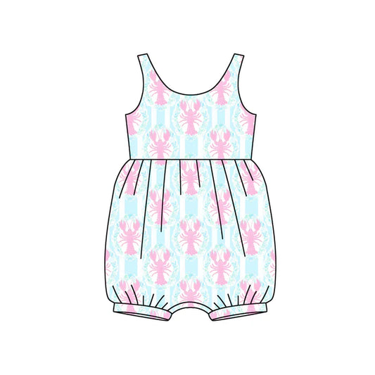 L-3.4 SR2709 Baby Infant Girls Crawfish Blue Flowers Rompers preorder