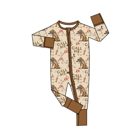 5.30 LR1991 Baby Infant Boys Duck Call Me Hunting Zip Rompers preorder