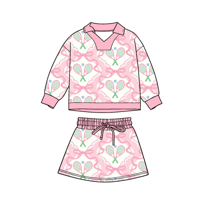 11.6 MOQ：5pcs GLD1473 pre-order baby girl clothes tennis print toddler girl skirt outfit