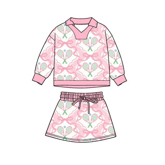 11.6 MOQ：5pcs GLD1473 pre-order baby girl clothes tennis print toddler girl skirt outfit
