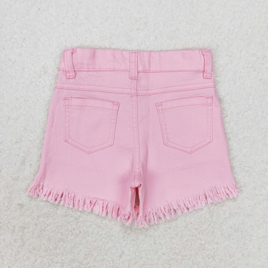 L-3.7  SS0332 White cow-print ripped denim shorts