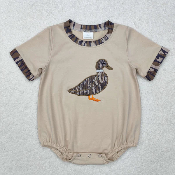 4.8  RTS NO MOQ ETA 5/7days arrived SR2392 Embroidered camouflage duck short sleeve jumpsuit