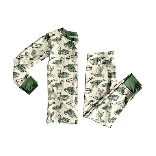 12.23 MOQ：5pcs BLP1410 pre-order toddler boy clothes mallard boy winter pajamas outfit