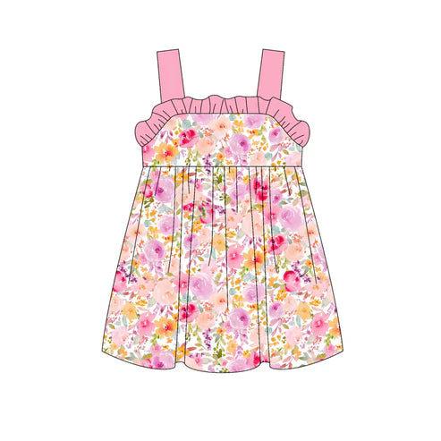 3.19 GSD2181 Baby Girls Pink Strap Floral Knee Length Dresses preorder