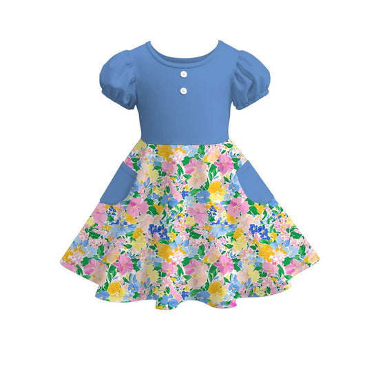 12.1 MOQ:5pcs GSD3265 pre-order toddler girl clothes blue girl summer dress