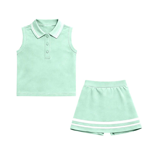 11.18 MOQ:5pcs GSD3106 pre-order toddler girl clothes green girl yoga summer skirt set