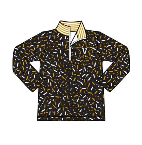 10.17 Custom Moq 8 Baby Boys Black Sprinkles Zipper Stars V Team Pullovers Top