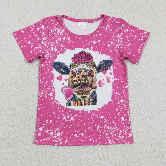 GT0111 Valentine Girl Pink Cow Shirts
