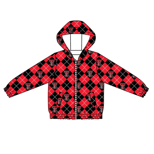9.9 Custom Moq 5 Baby Boys Texas Tech Footballs Red Checkered Team Hooded Tops