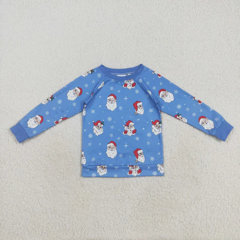 8.22 BT1289 Baby Boys Blue Long Sleeves Santa Snowflake Shirts Top
